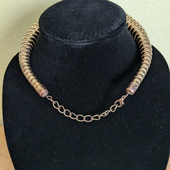 Spiral Coil Statement Necklace Choker Gold Tone Glam Party Adjustable - Picture 5 of 10